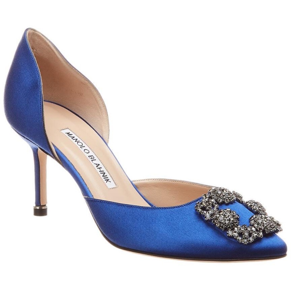 Hangisido royal blue satin d'orsay pump